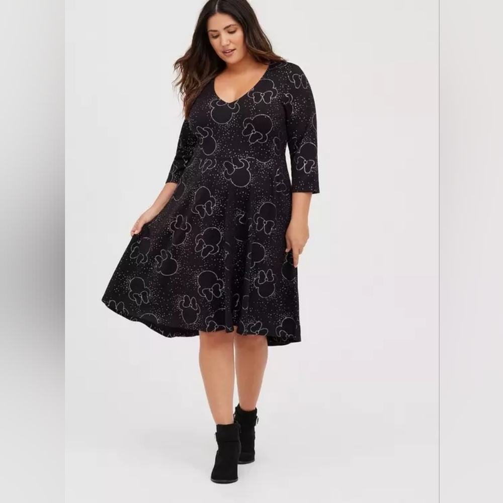 Torrid - Hi-Lo Skater Dress - Disney Minnie Mouse Faces  (NWT)